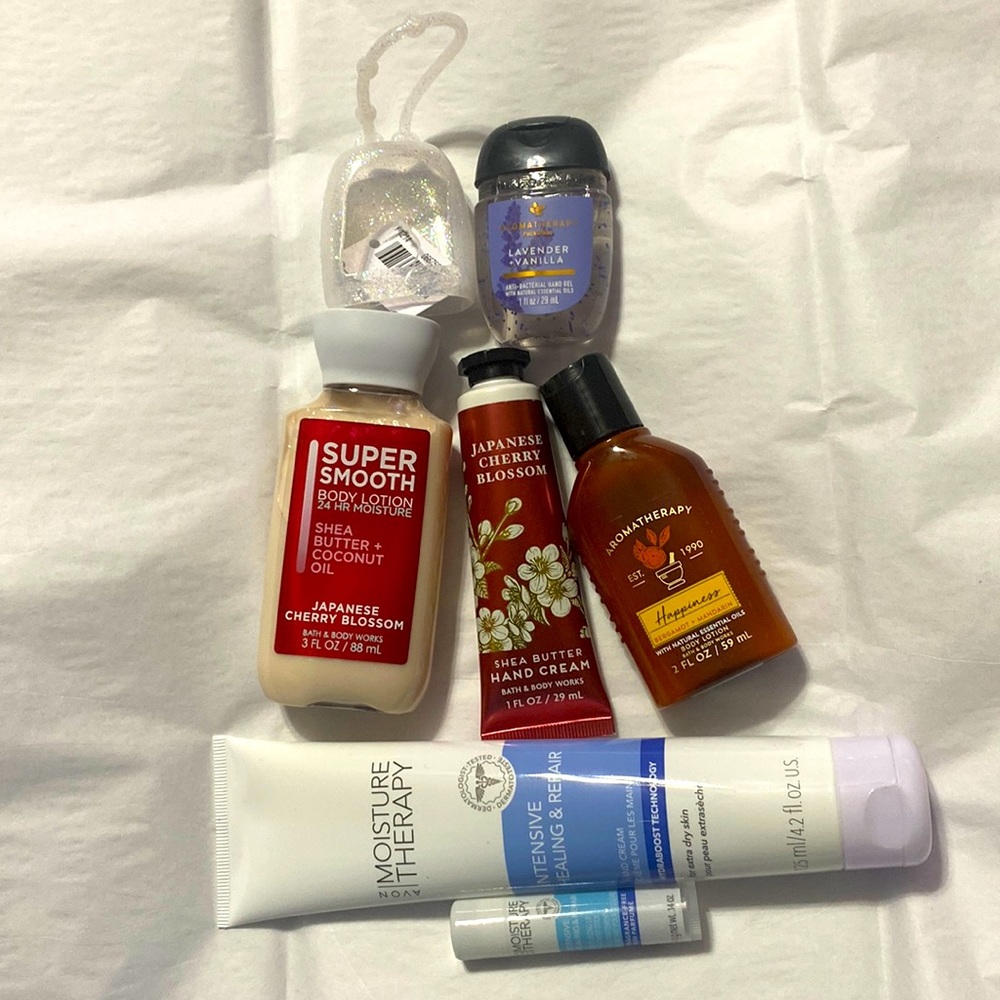 Bath & Body Works and Avon skin and lip moisturizing products